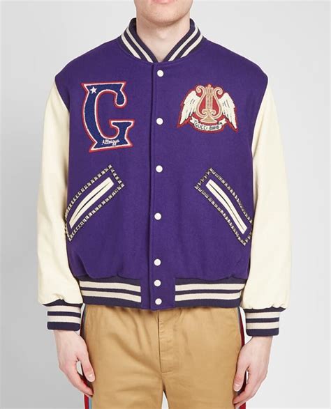 gucci band varsity jacket|men's gucci style jacket.